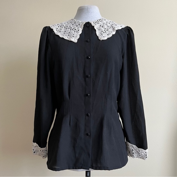 vintage 80s eaton statement collar blouse - Picture 3 of 15